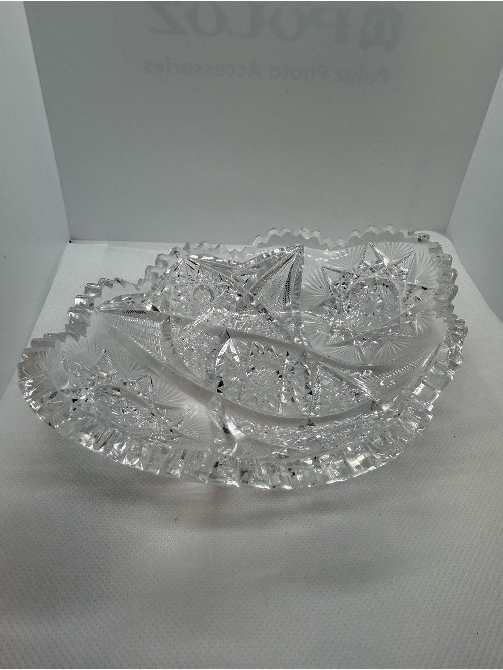 Cut Crystal Serving Bowl - Clear Pressed Glass - one small chip